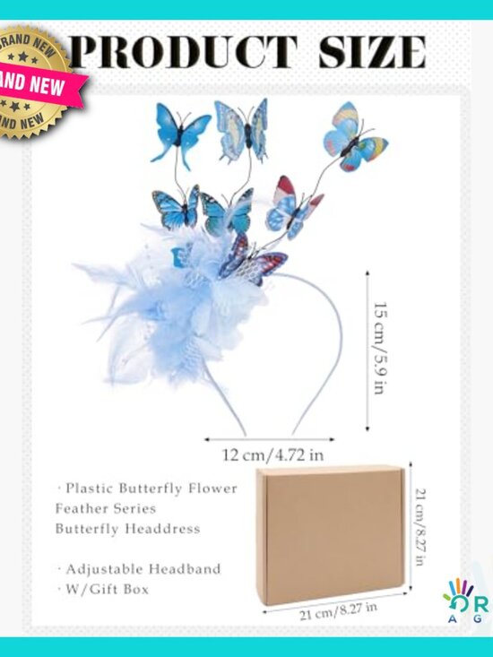 Elegant Butterfly Fascinator Headband Feather Flower Tea Party Hat Boho main image 6